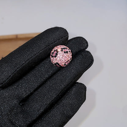 Leopard Print Rhinestone Polymer Clay Beads 14mm Square 15mm Round 10pcs 23