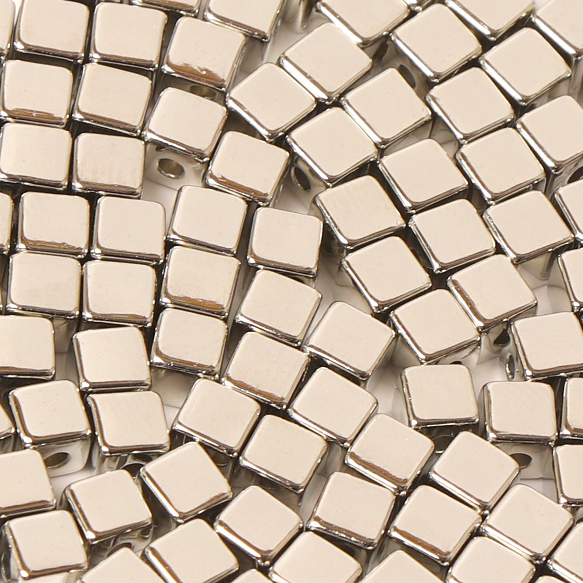 CCB Square Acrylic Beads 4mm Polished Metallic Finish 200pcs 7