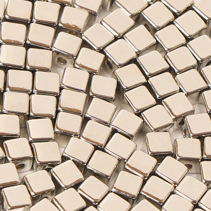 CCB Square Acrylic Beads 4mm Polished Metallic Finish 200pcs 7