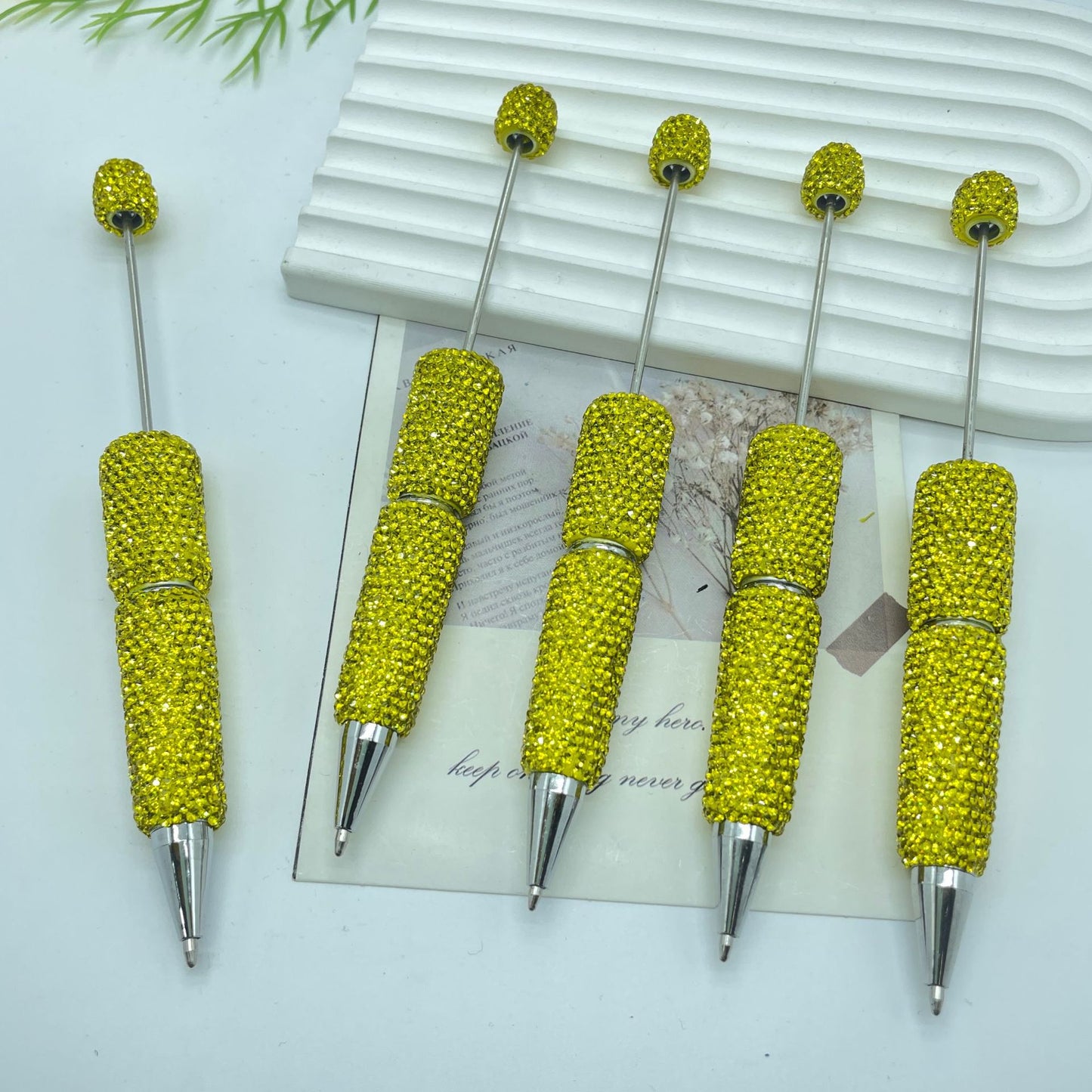 Beadable Pen Full Rhinestone Solid Color Ballpoint 13