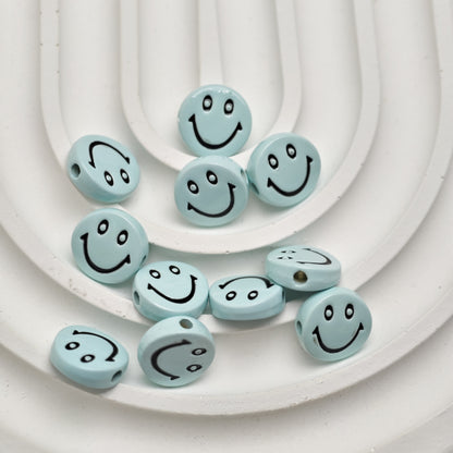 Smiling Face Metal Beads 10mm Baking Painted Zinc Alloy 50pcs 8