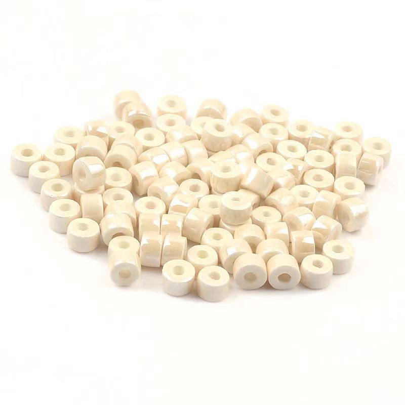 Cylindrical Ceramic Beads 6mm Glossy Rainbow Spacer 10pcs 20