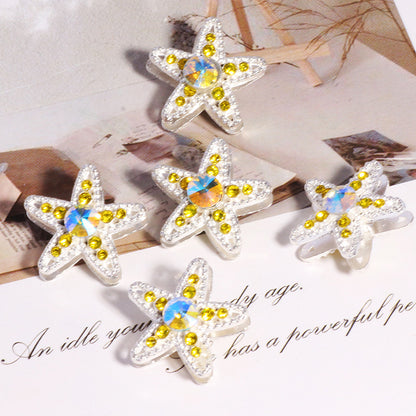 Double Sided Star Rhinestone Beads 21mm Alloy Encrusted 6pcs 8
