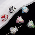 Butterfly Crown Polymer Clay Rhinestone Beads 21mm Round 6pcs