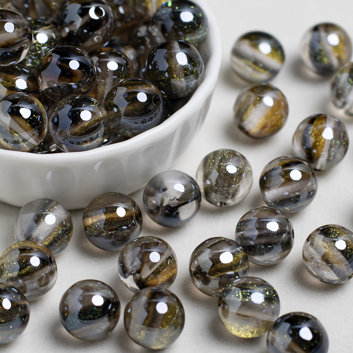Glimmer Nebulous Resin Beads 12mm Round Multicolor Gradient 20pcs 9