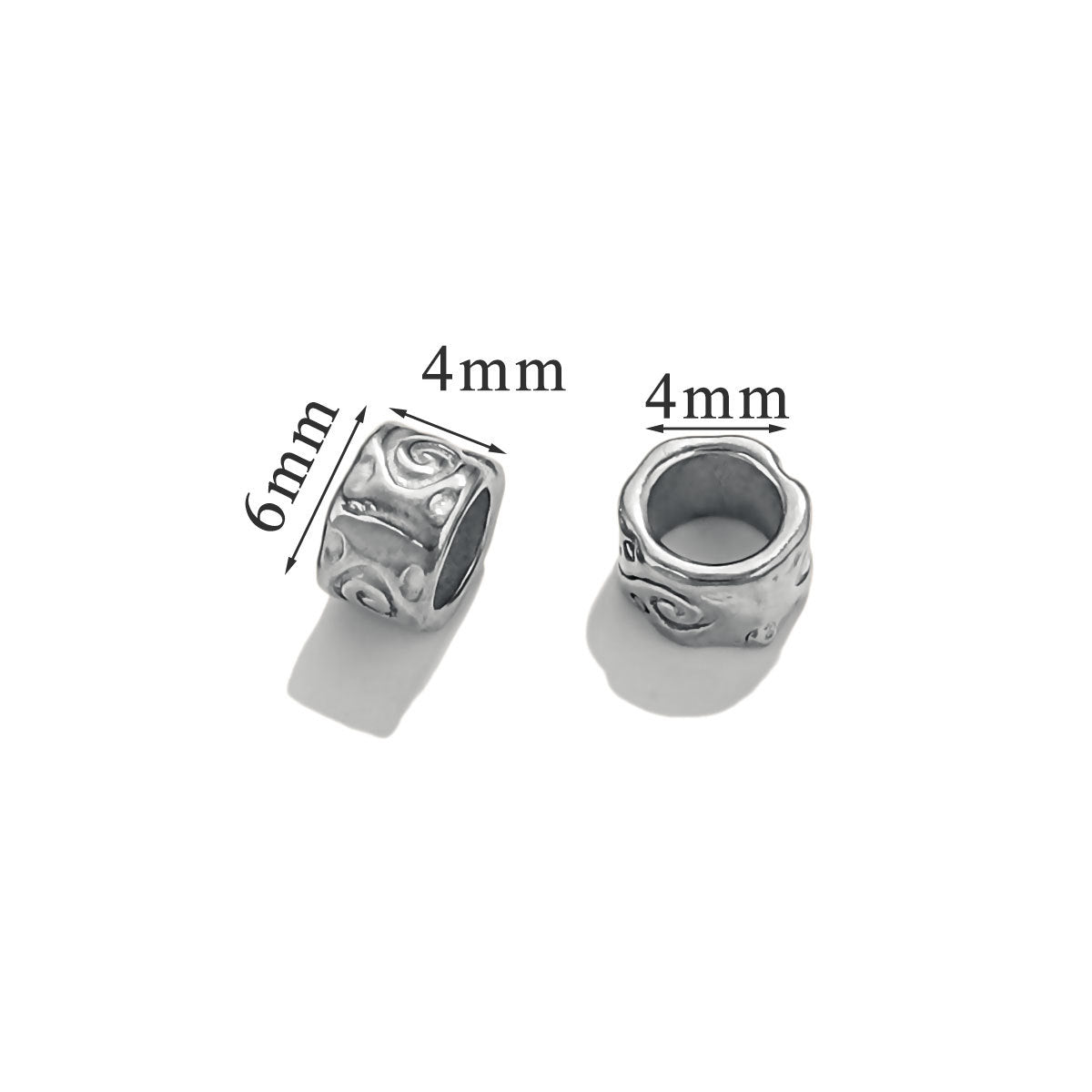Stainless Steel Large Hole Metal Beads 6mm 7.5mm Wheat Ears Cloud Pattern 10pcs 7