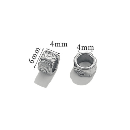 Stainless Steel Large Hole Metal Beads 6mm 7.5mm Wheat Ears Cloud Pattern 10pcs 7
