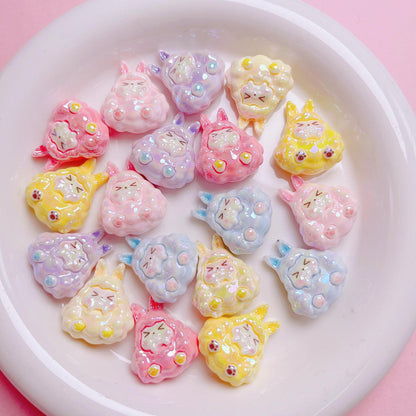 Kawaii Resin Beads 25mm Creamy Color UV Plating 5pcs 12