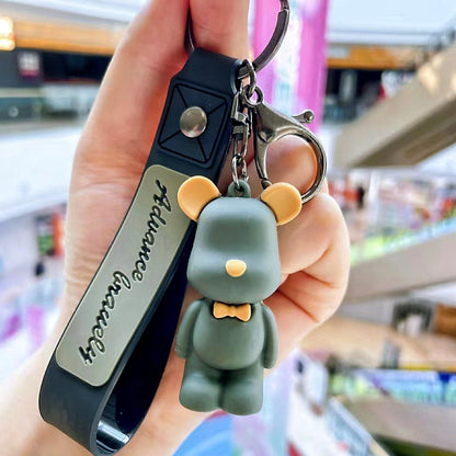 Silicone Bear Couple Keychain Nordic Style Soft Bow Tie Charm 9