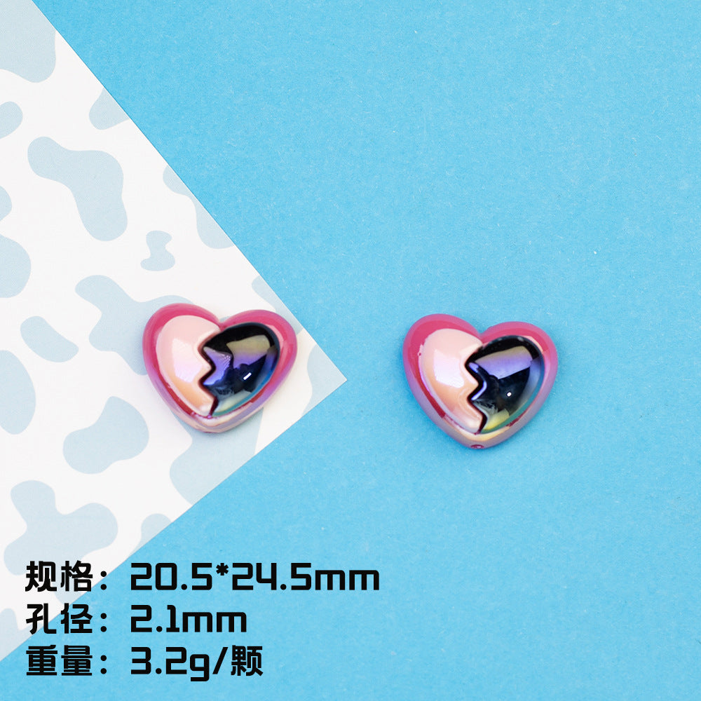Sweet And Sassy Heart Star Resin Beads Glossy Pink Purple 20pcs 6
