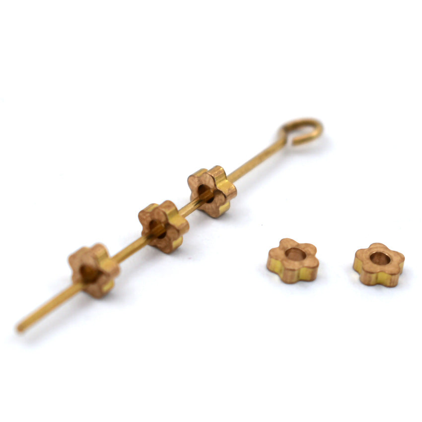 Brass Plum Shaped Spacer Beads 3mm Vintage Tone 100pcs