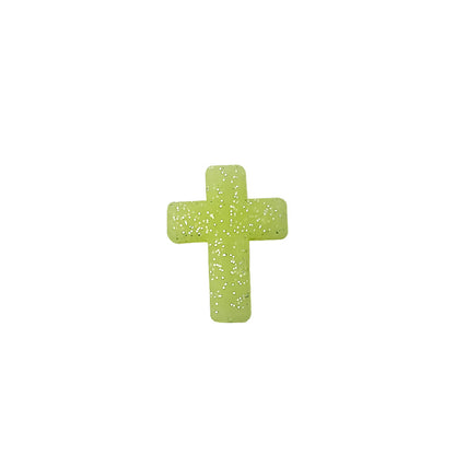 Silicone Focal Beads Cross Matte Speckled Glow in the Dark 20pcs 19
