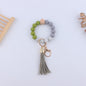 Leopard Print Silicone Bead Tassel Wristlet Keychain 19