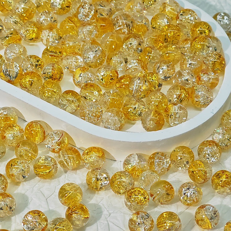 Crackle Glass Beads Round 10mm Transparent Mixed Colors 50pcs 68