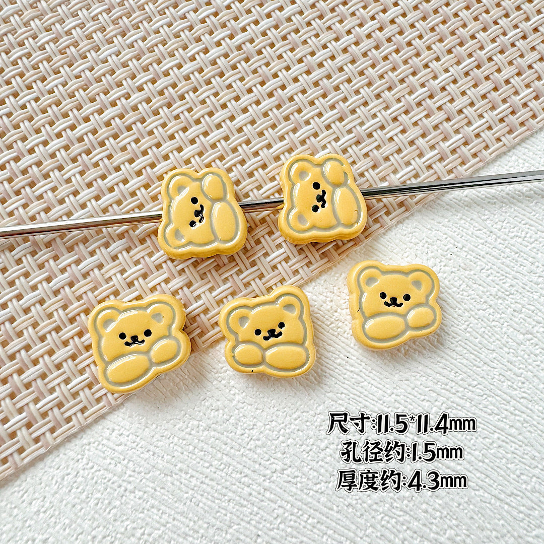 Rabbit and Bear Painted Metal Beads Glossy Finish Bulk 10pcs 20