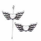 Heart Wing Metal Beads 21mm Antique Silver Tone Alloy 40pcs 3