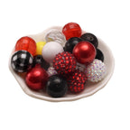 Bubblegum Beads 20mm Black Red Yellow White Polka Dot Chunky Mix 50pcs 3