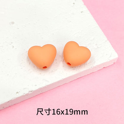 Rubberized Spray Painted Heart Acrylic Beads 16x19mm Macaron Color 50pcs 3