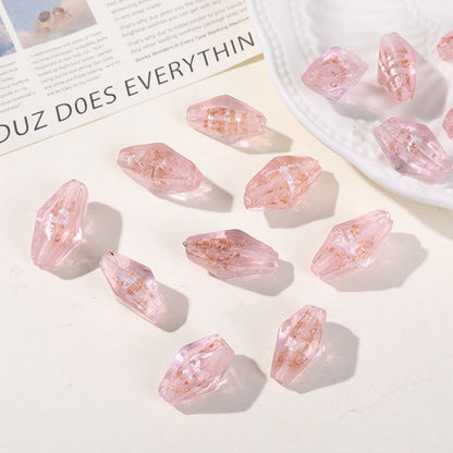 Lampwork Glass Beads Rhombus 24mm Silver Foil Filled Dyed Core 10pcs 11