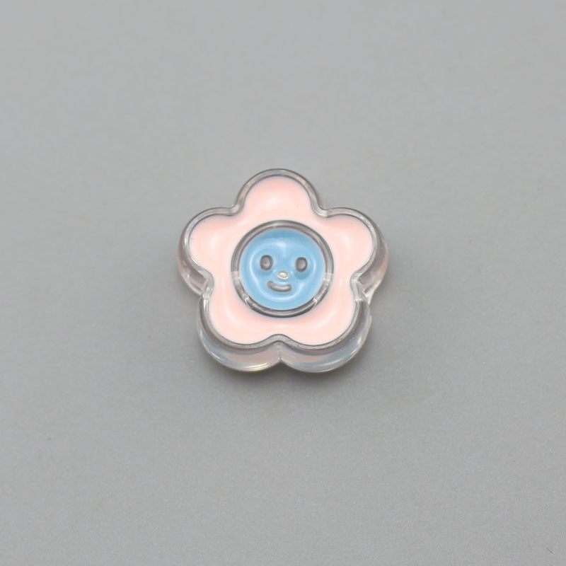 Transparent Bear Flower Acrylic Beads Playful Pastel Enamel 20pcs 17