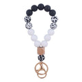 Leopard Wood Octagonal Silicone Bead Wristlet Keychain 6