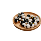 Flower Pattern Printed Acrylic Beads 16mm Black White Yellow 20pcs 3