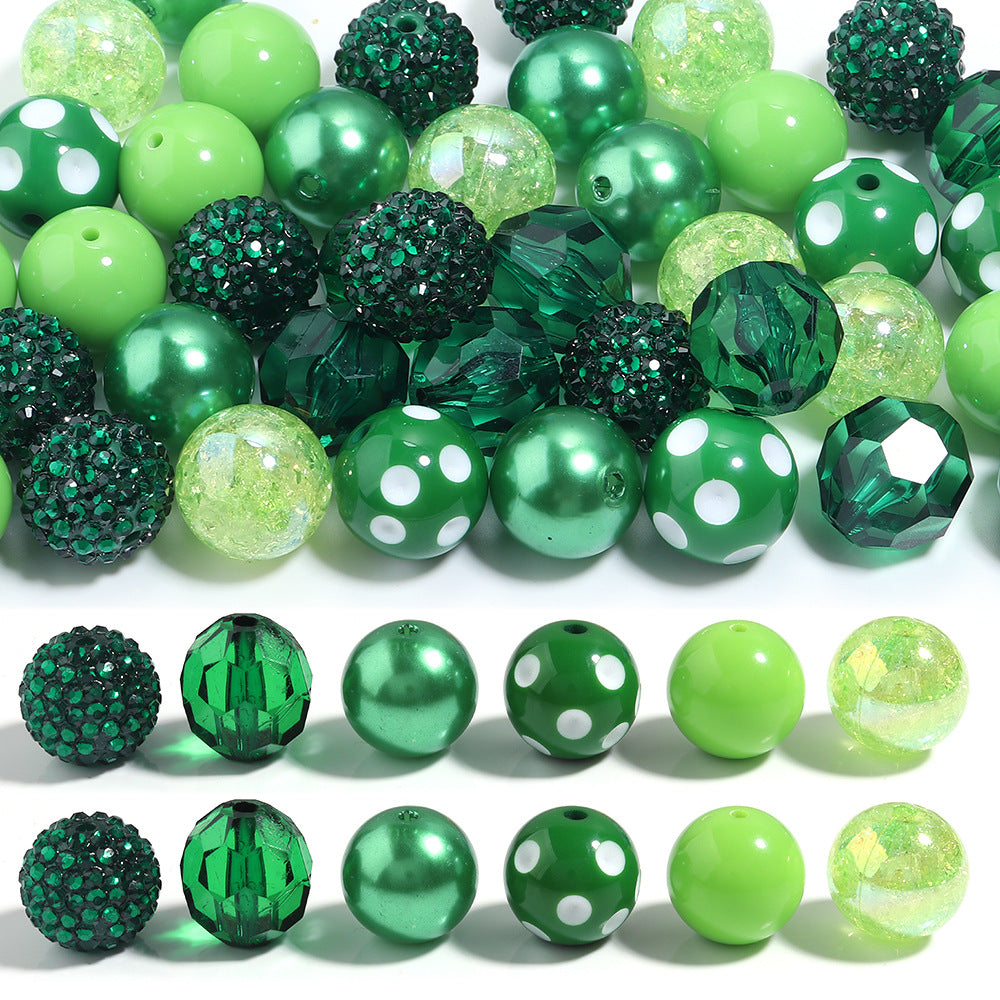 Multi-Color Bubblegum Beads 20mm Vibrant Solids Stripes Polka Dot Rhinestone 120pcs 8