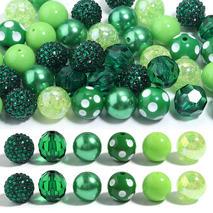 Multi-Color Bubblegum Beads 20mm Vibrant Solids Stripes Polka Dot Rhinestone 120pcs 8