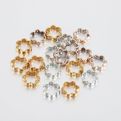 Hollow Six Petal Flower CCB Plastic Beads 12mm Metallic Tones 100pcs 5