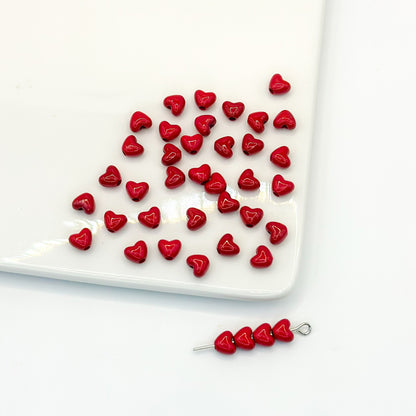 Heart Metal Beads 6mm Puffy Glossy Pastel Colors 50pcs 17