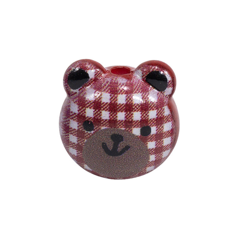 Cartoon Character Bear Head Acrylic Beads 17mm Colorful 10pcs 17