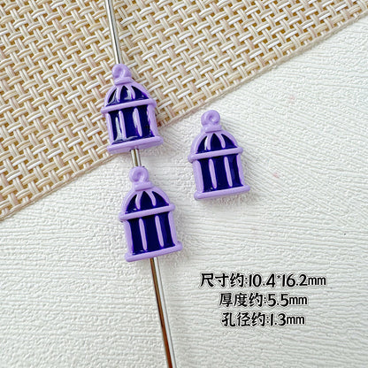Christmas Tree and Birdcage Metal Beads 13-16mm Baking Painted 10pcs 19