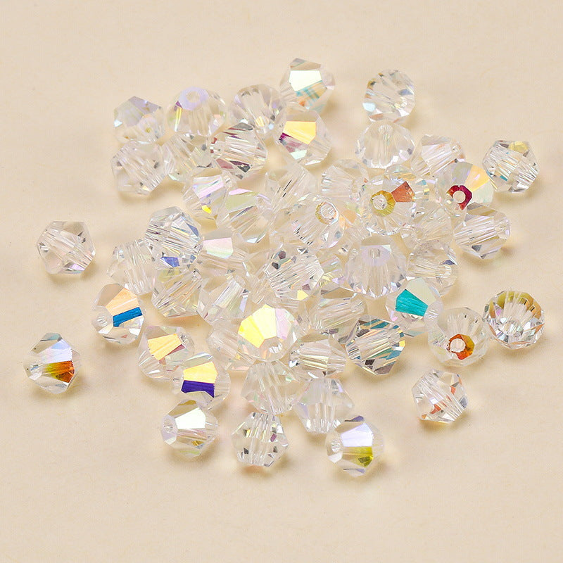 Electroplated Faceted Glass Beads 4-10mm Aurora AB Double-Sided Colors 9