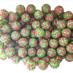 Rhinestone Bubblegum Beads 10-22mm Christmas Red Green Dotted 5pcs 2