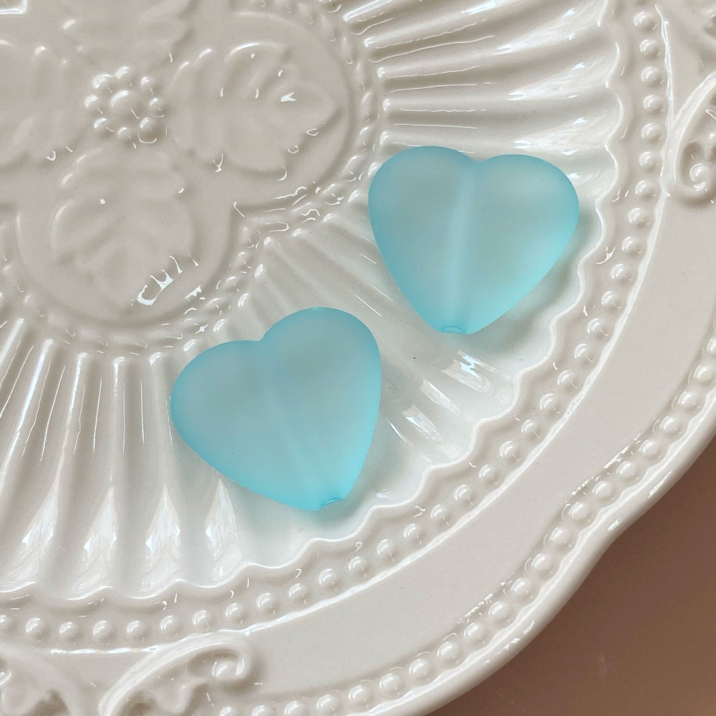 Matte Heart Acrylic Beads 24mm Pastel Colors 20pcs 8