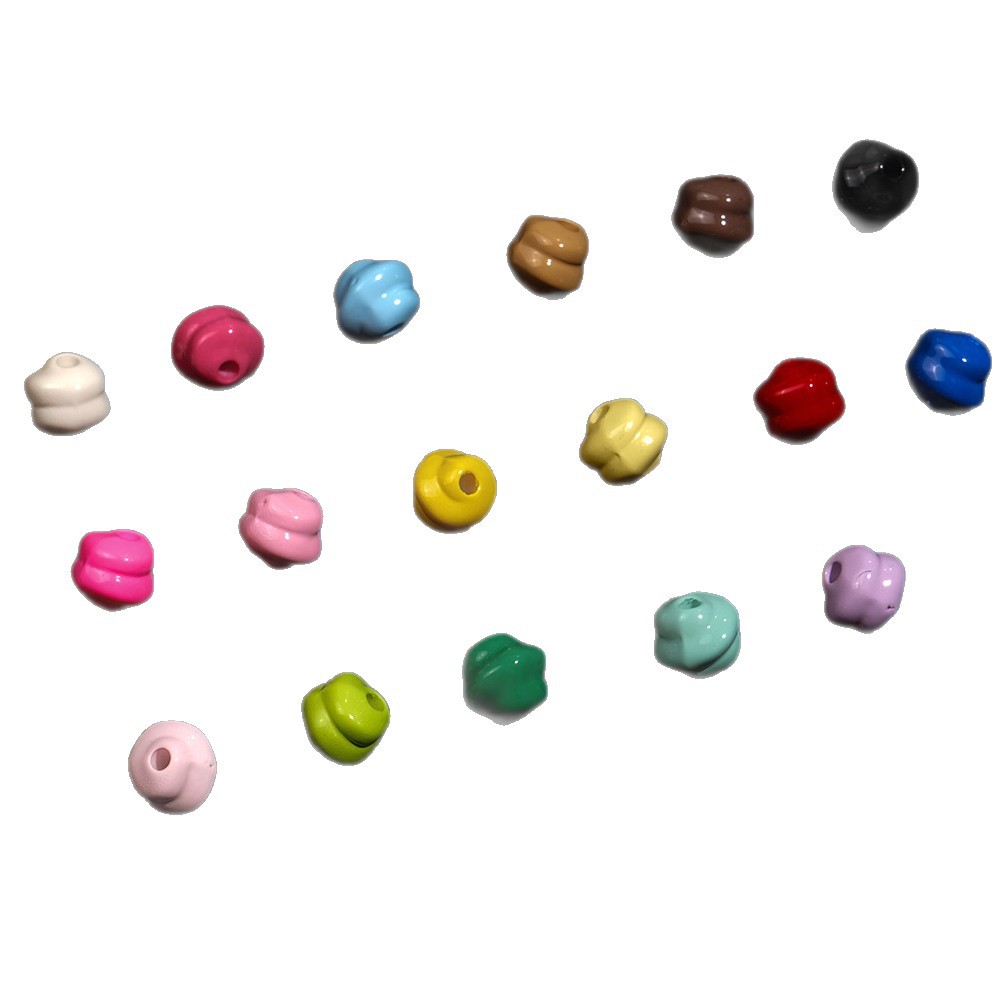 Baking Painted Mini Twisted Acrylic Beads 6mm Glossy Mixed Colors 100pcs 3