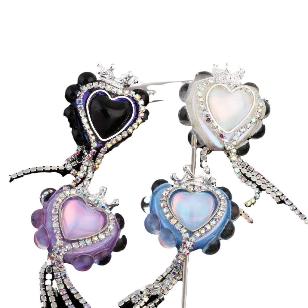 Heart Clay Beads 25mm Imitation Mocha Diamond Tassel Crown 6pcs 5