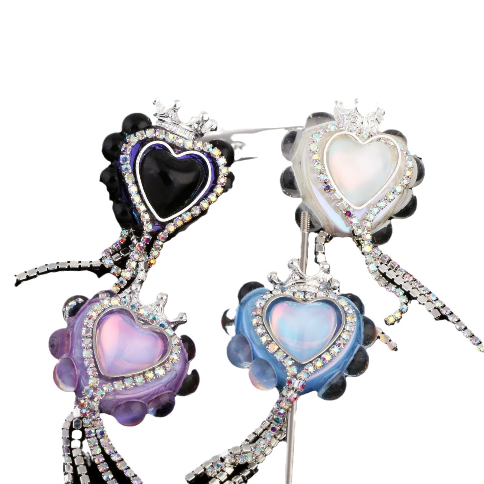 Heart Clay Beads 25mm Imitation Mocha Diamond Tassel Crown 6pcs 5