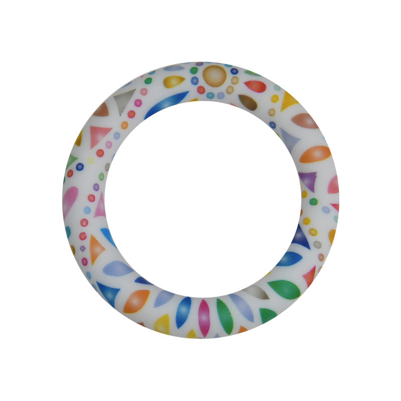 65mm Printed Silicone Rings Floral and Geometric Designs
