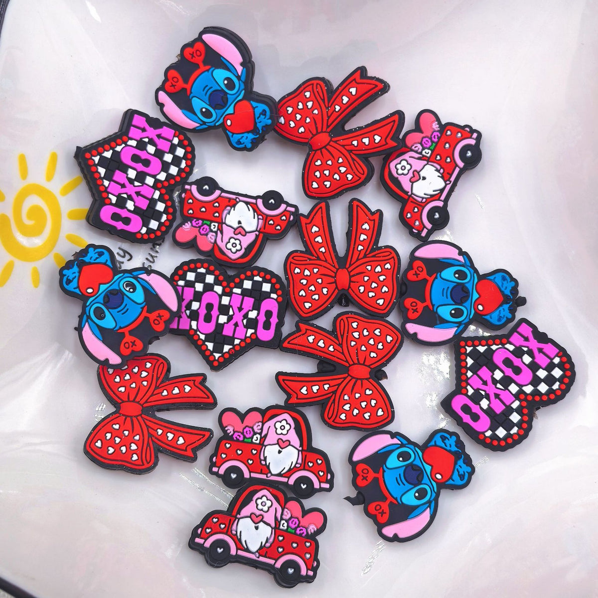 Silicone Focal Beads Valentine Butterfly Stitch Design 20pcs 4