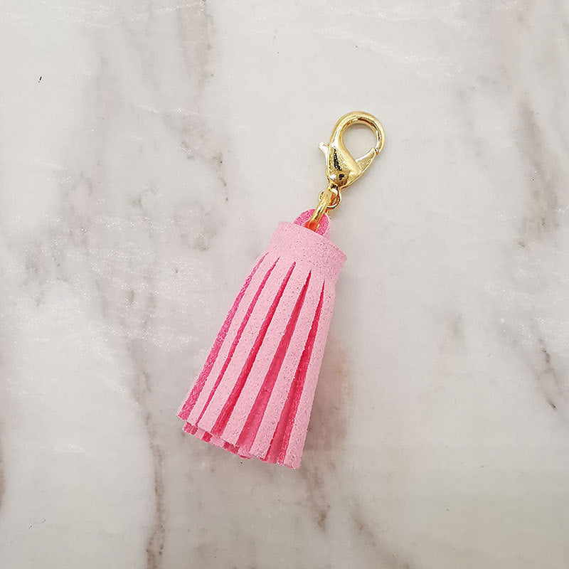 Mini Chunky Tassel Keychain PU Leather with Metal Clasp 8pcs 9