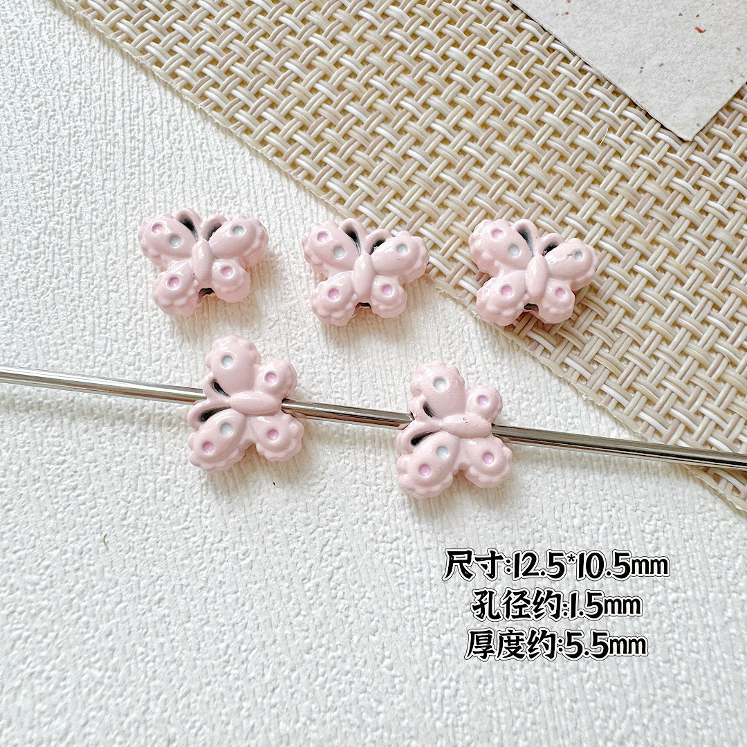Puppy Butterfly Metal Beads 14mm 12mm Glossy Baked Finish 10pcs 16