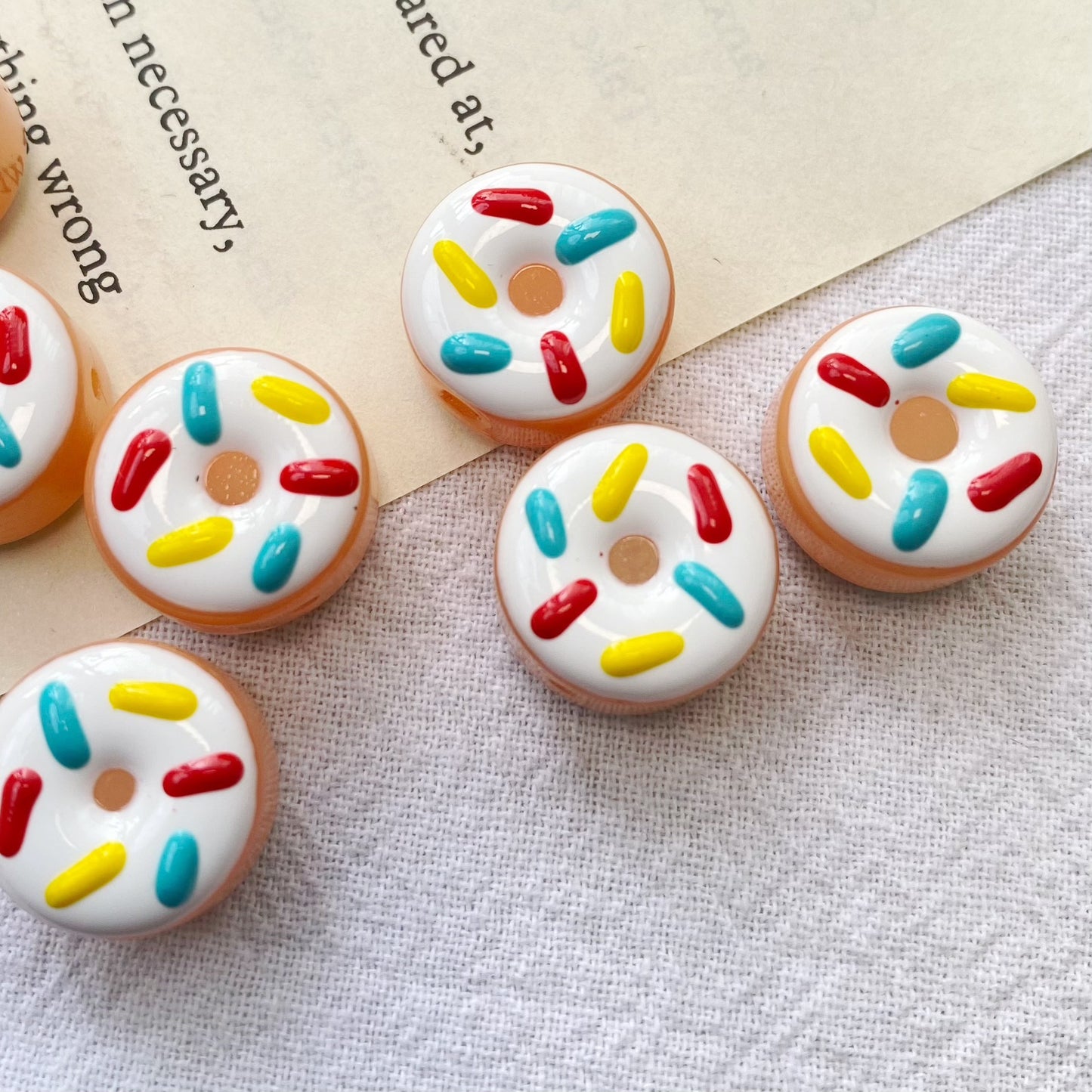 Lampwork Glass Beads Donut 15mm Hand Painted Glossy Finish 10pcs 12