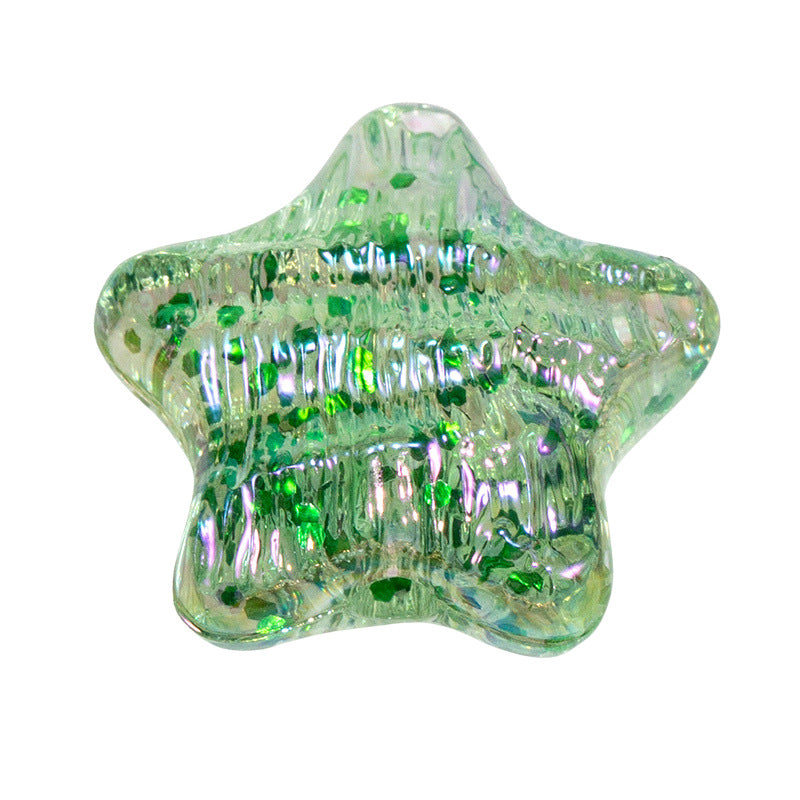Glitter Wrinkle Star Acrylic Beads 19mm Colorful Mixed 20pcs 12