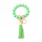Silicone Bead Bracelet Wrist Keychain Marbled Beech Wood Tassel 5