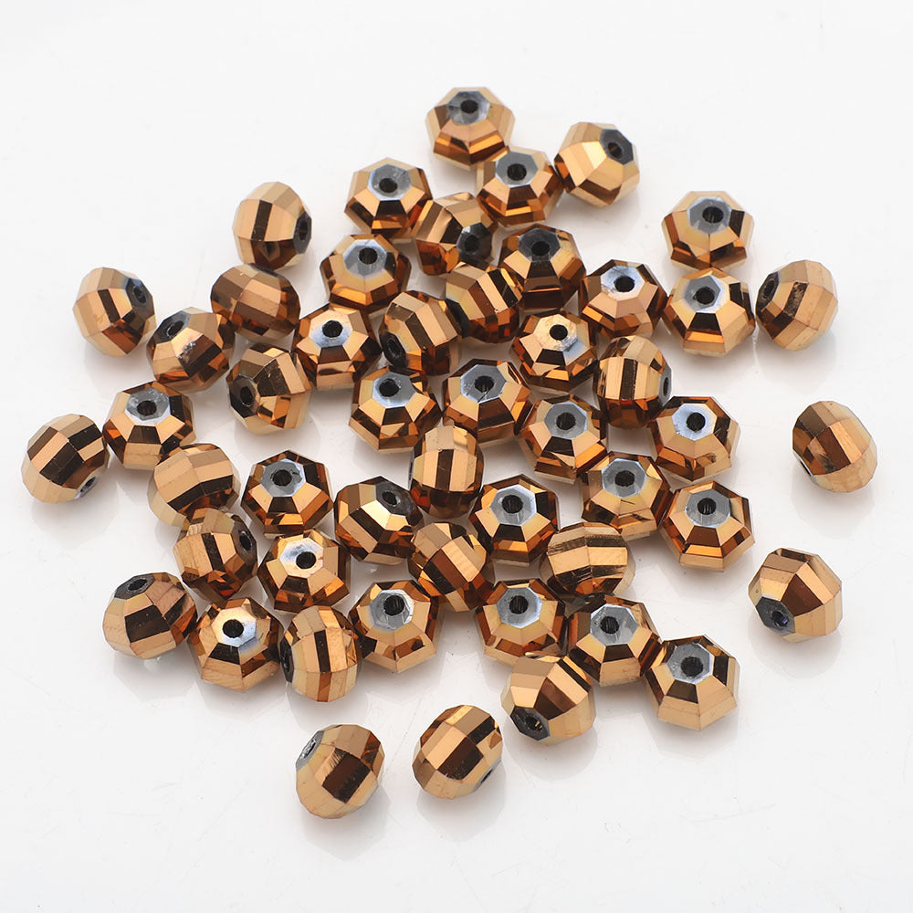 Faceted Glass Beads 8mm Watermelon Electroplated Iridescent 30pcs 28