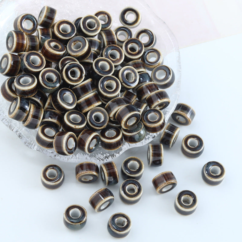 Ceramic Flat Spacer Beads 10mm Ethnic Style 50pcs 2