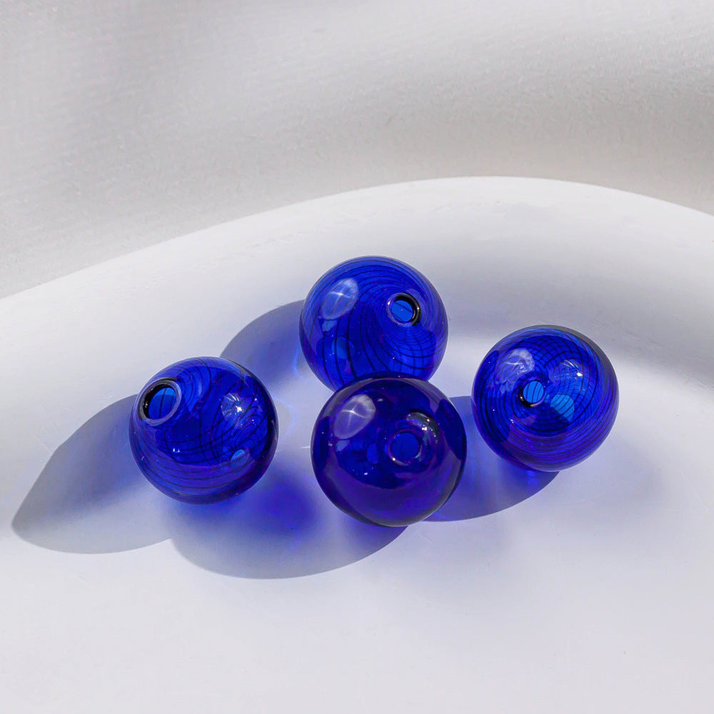 Swirl Pattern Blown Glass Beads 10-16mm Colorful Translucent 4pcs 8