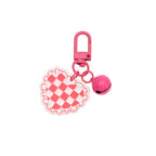 Acrylic Heart Keychain Vibrant Love Grid Checkerboard with Bell Charm 5