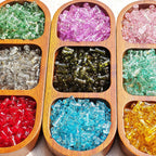 Bamboo Brushed Transparent Glass Beads 6x12mm Mixed Colors 50pcs 4
